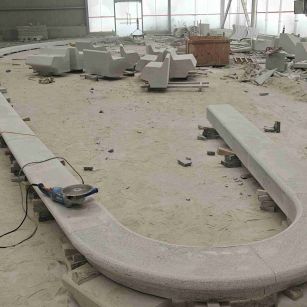 桂林 芝麻白花岗岩弧形花坛石，坐凳石