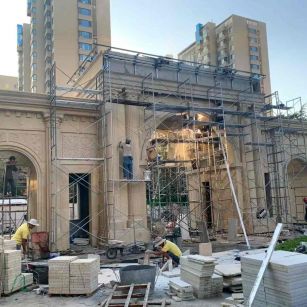 桂林 黄金麻荔枝面花岗岩小区门楼外墙干挂