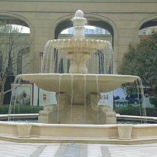 桂林 黄金麻花岗岩异型加工——户外庭院石雕流水喷泉