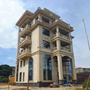 桂林 黄金麻花岗岩石材别墅外墙干挂搭配（雕花栏杆花瓶柱门楼罗马柱）