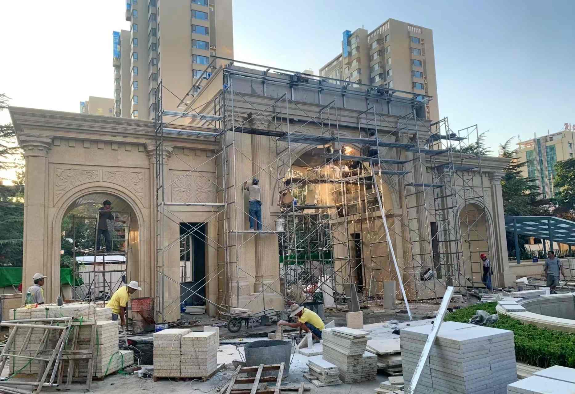 桂林 黄金麻荔枝面花岗岩小区门楼外墙干挂